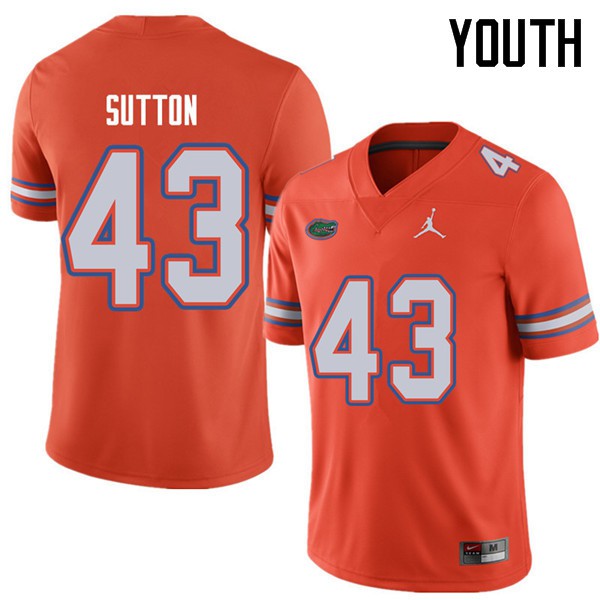 Jordan Brand Youth #43 Nicolas Sutton Florida Gators College Football Jersey Orange
